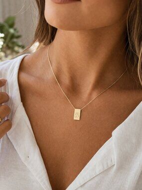 Gold-tone Initial "B" Pendant Minimalist Personalized Charm 7" Necklace